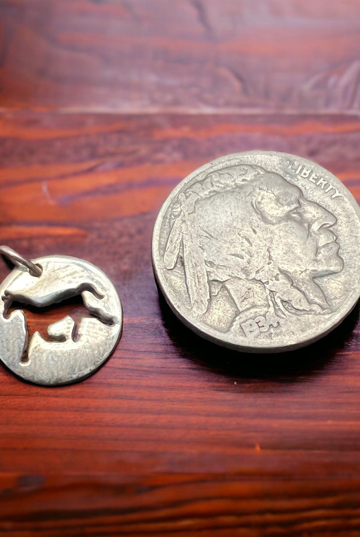 Petite Sterling Horse Charm/Pendant - Cowhide and Conchos