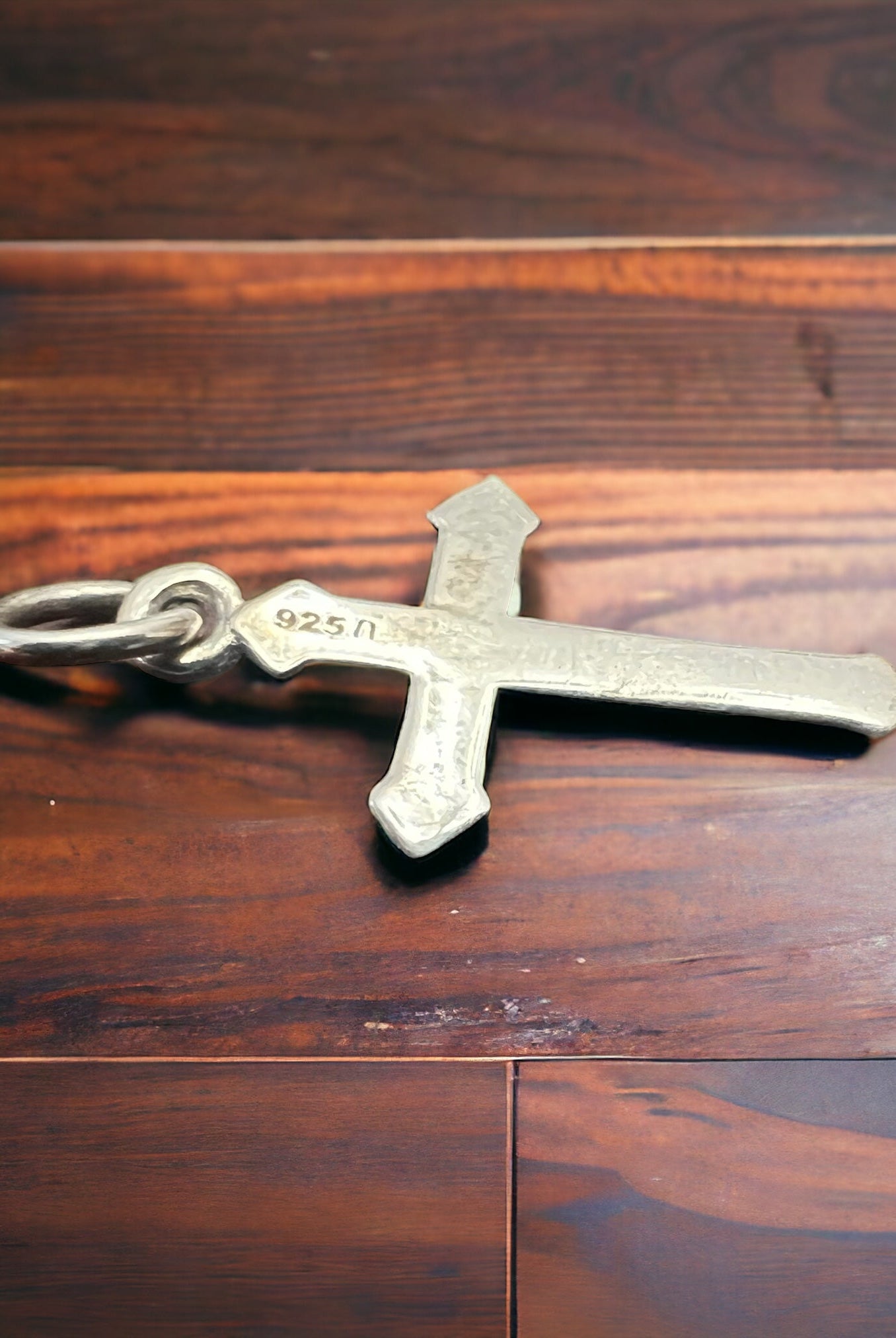 Petite Sterling Silver Cross Pendant/Charm - Cowhide and Conchos