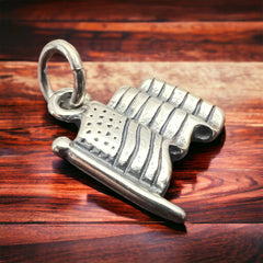 Petite Sterling silver USA Flag charm/pendant - Cowhide and Conchos