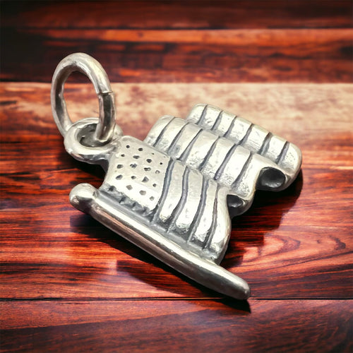 Petite Sterling silver USA Flag charm/pendant - Cowhide and Conchos