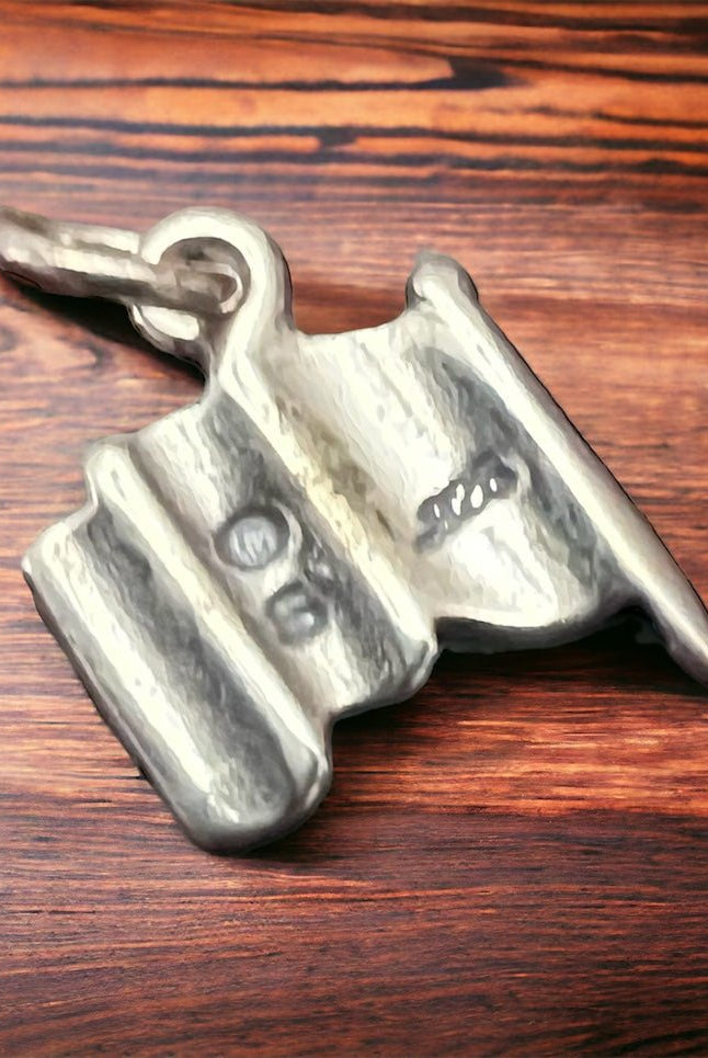 Petite Sterling silver USA Flag charm/pendant - Cowhide and Conchos