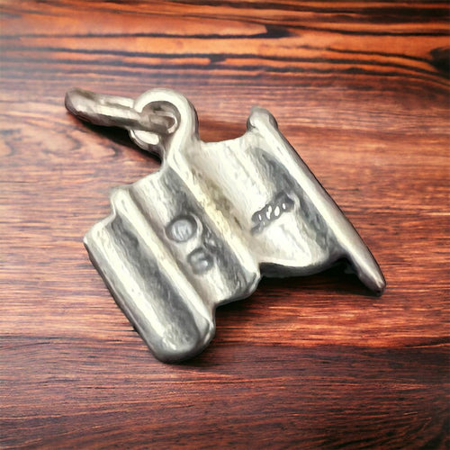 Petite Sterling silver USA Flag charm/pendant - Cowhide and Conchos