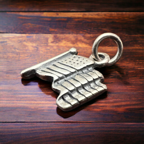 Petite Sterling silver USA Flag charm/pendant - Cowhide and Conchos