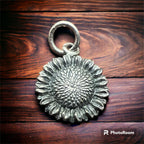 Petite Sterling sunflower charm/pendant - Cowhide and Conchos