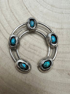 Phil Garcia Turquoise and Sterling Silver Naja - Cowhide and Conchos