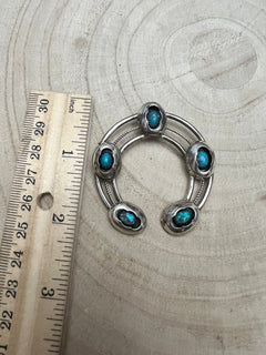 Phil Garcia Turquoise and Sterling Silver Naja - Cowhide and Conchos