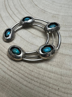 Phil Garcia Turquoise and Sterling Silver Naja - Cowhide and Conchos