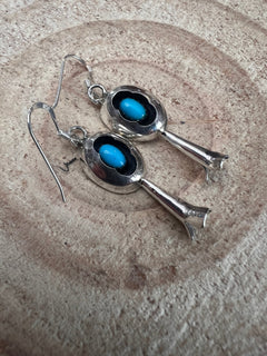 Phil Garcia Turquoise & Sterling Silver Earrings - Cowhide and Conchos