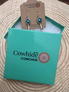 Phil Garcia Turquoise & Sterling Silver Earrings - Cowhide and Conchos