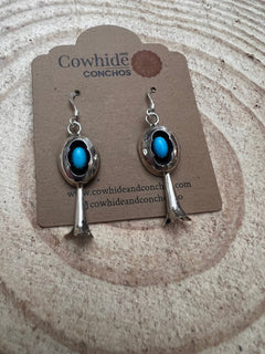 Phil Garcia Turquoise & Sterling Silver Earrings - Cowhide and Conchos