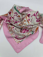 Pink & Green Paisley Wild Rag - Cowhide and Conchos