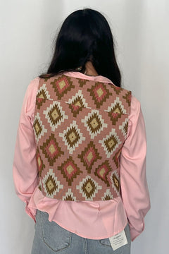 Pink Southwest Tapestry Vest - Cowhide and Conchos