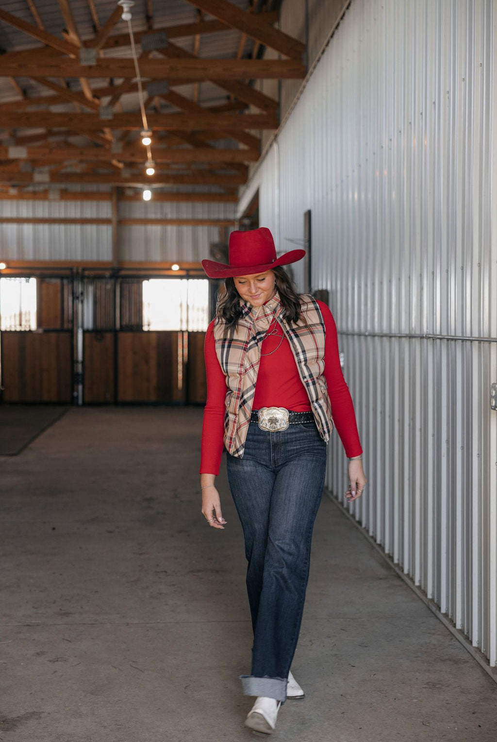 Plaid Check Print Vest - Small and Medium remaining - Cowhide and Conchos