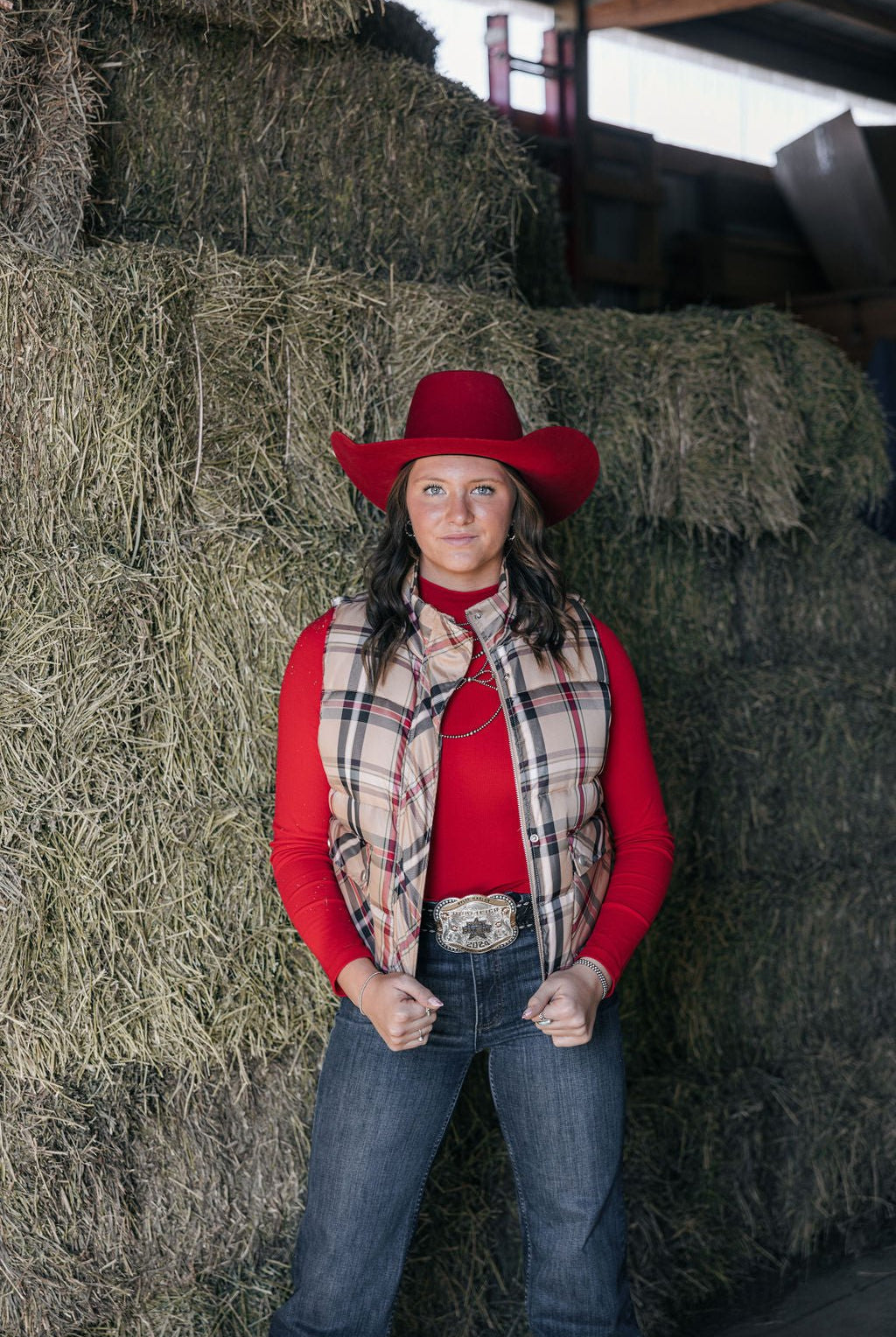 Plaid Check Print Vest - Small and Medium remaining - Cowhide and Conchos