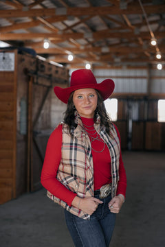 Plaid Check Print Vest - Small and Medium remaining - Cowhide and Conchos