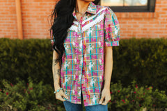 Plaid Posse Top - Cowhide and Conchos