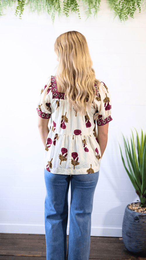 Prairie Marigold Blouse - Cowhide and Conchos
