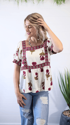 Prairie Marigold Blouse - Cowhide and Conchos
