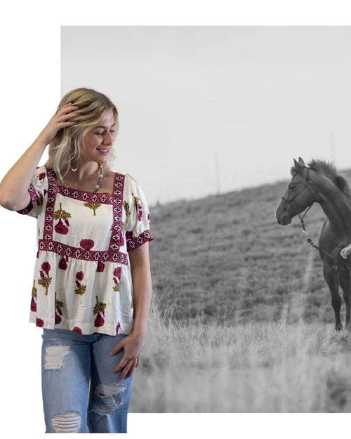 Prairie Marigold Blouse - Cowhide and Conchos