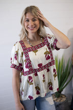 Prairie Marigold Blouse - Cowhide and Conchos