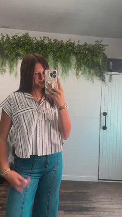 Navy Stripe Button Up Shirt