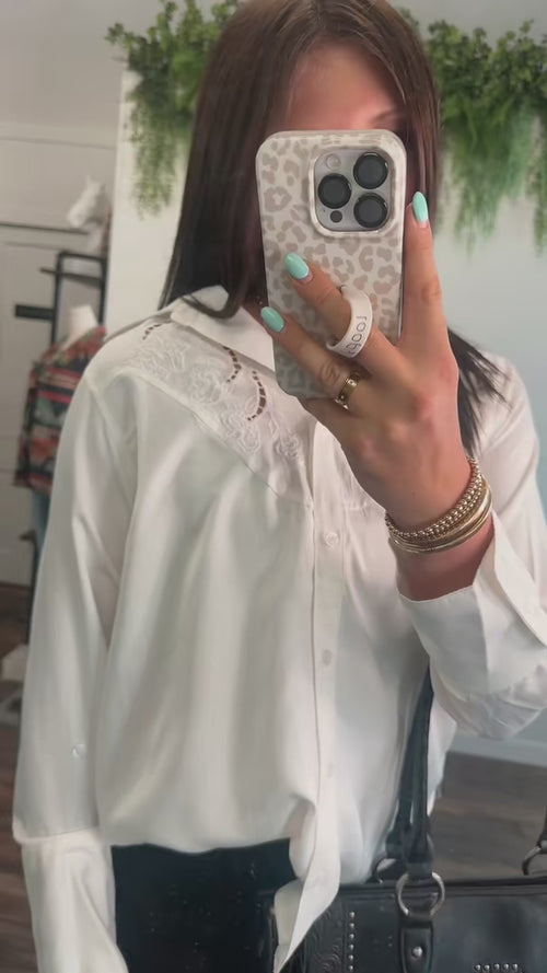 Embroidered Western Yoke Button Up Blouse