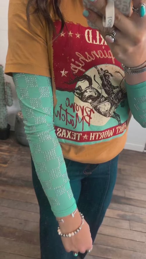 Checked In Turquoise Mesh Top - small and large remain
