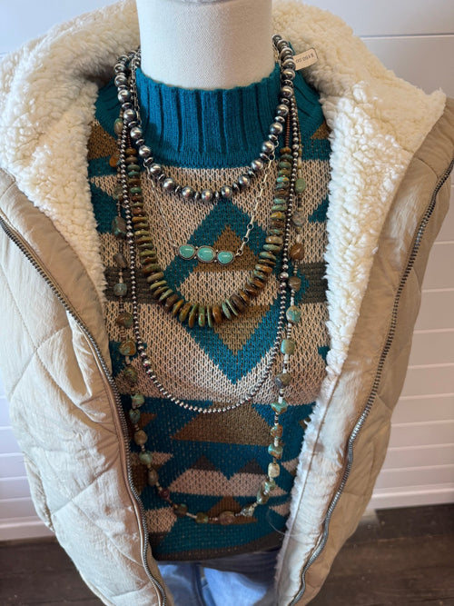 Quilted Collared Fleece Lined Zip Up Vest - small remaining - Cowhide and Conchos