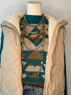 Quilted Collared Fleece Lined Zip Up Vest - small remaining - Cowhide and Conchos