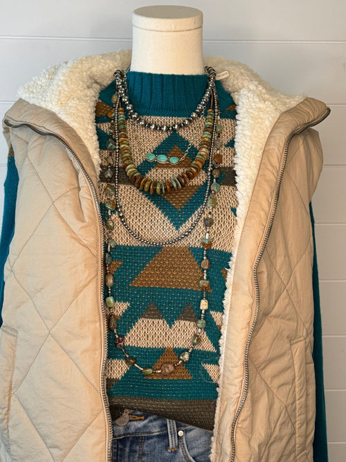 Quilted Collared Fleece Lined Zip Up Vest - small remaining - Cowhide and Conchos