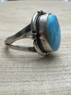 Randy Billy Golden Hills Turquoise & Sterling Silver Ring - Size 9 - Cowhide and Conchos