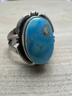 Randy Billy Golden Hills Turquoise & Sterling Silver Ring - Size 9 - Cowhide and Conchos