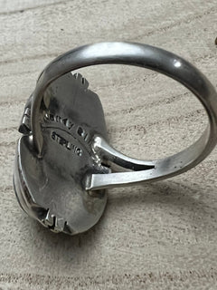 Randy Billy Royston Turquoise & Sterling Silver Ring - Size 10 - Cowhide and Conchos