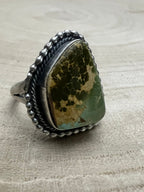 Randy Billy Royston Turquoise & Sterling Silver Ring - Size 8.5 - Cowhide and Conchos