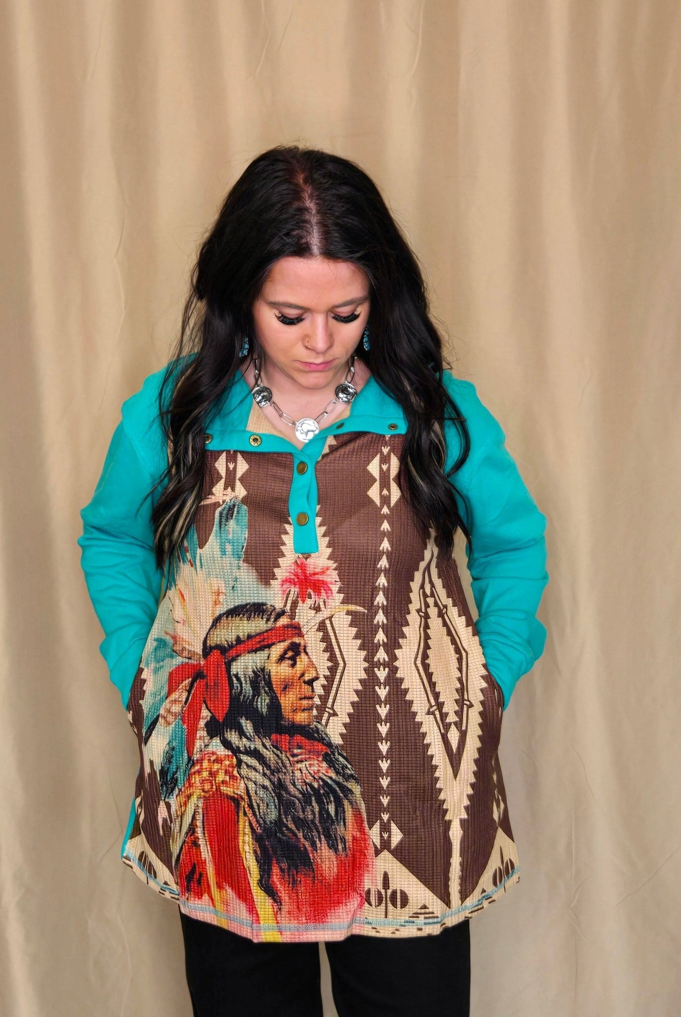 Red Cliffs Pullover - Cowhide and Conchos