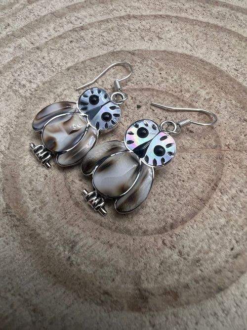 Reginda Kallest Zuni Multi - Stone/Shell Owl Inlay - Cowhide and Conchos