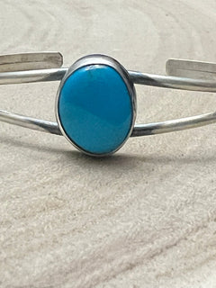 Rena Begay Turquoise & Sterling Silver Bracelet - Cowhide and Conchos