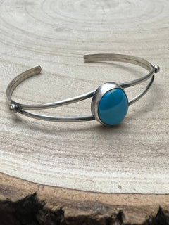 Rena Begay Turquoise & Sterling Silver Bracelet - Cowhide and Conchos