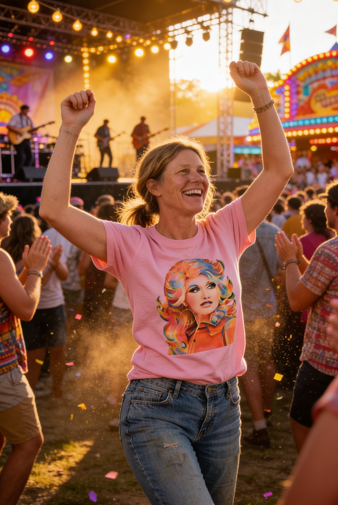 Retro Colorful Dolly Graphic Tee - Petal Pink T-Shirt - Cowhide and Conchos