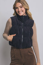 Reversible Corduroy Puffer Vest - 4 colors available - Cowhide and Conchos