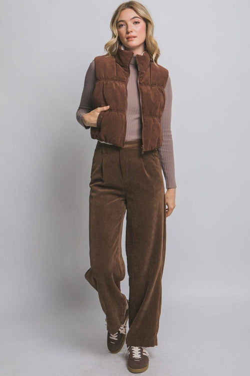 Reversible Corduroy Puffer Vest - 4 colors available - Cowhide and Conchos