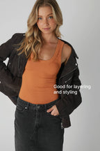 Reversible Ribbed Tank Top - Cowhide and Conchos