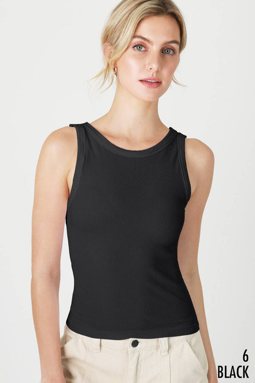 Reversible Ribbed Tank Top - Cowhide and Conchos