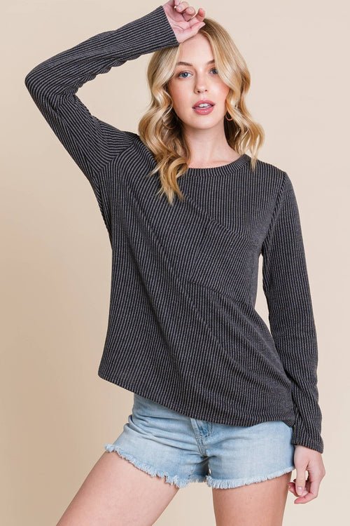 Ribbed Top with Pocket - Charcoal, Fuchsia, and Pumpkin - Cowhide and Conchos