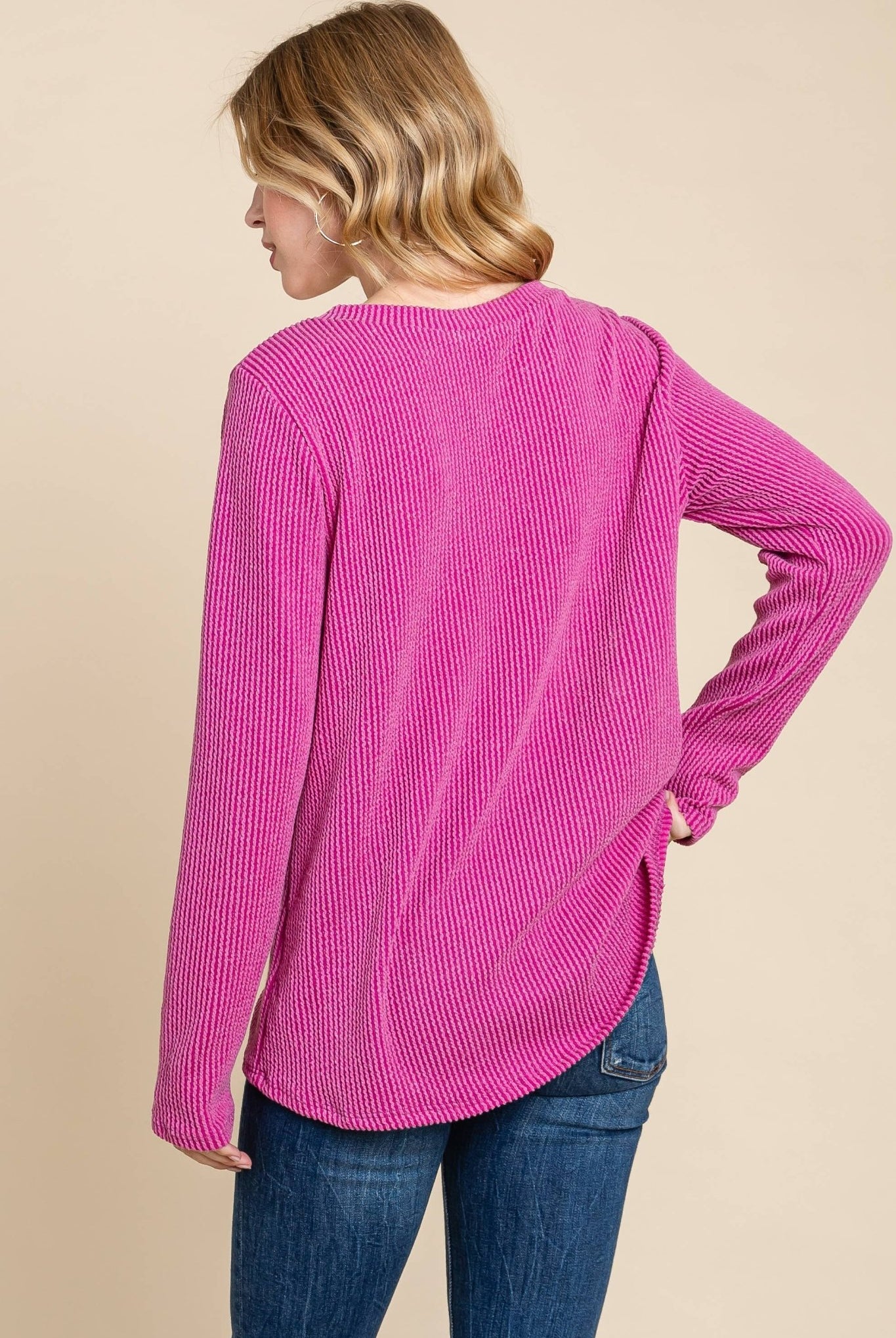 Ribbed Top with Pocket - Charcoal, Fuchsia, and Pumpkin - Cowhide and Conchos