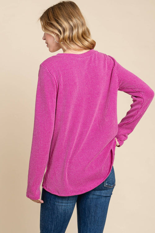 Ribbed Top with Pocket - Charcoal, Fuchsia, and Pumpkin - Cowhide and Conchos