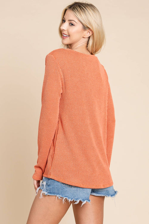 Ribbed Top with Pocket - Charcoal, Fuchsia, and Pumpkin - Cowhide and Conchos