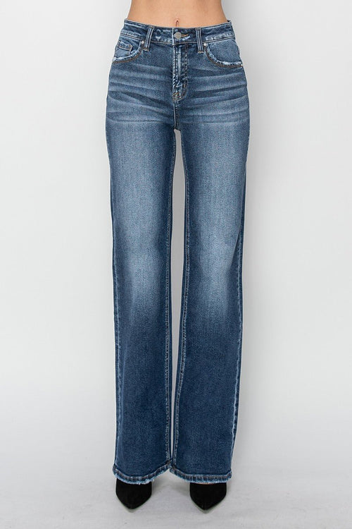 Risen High Rise Straight Jeans - Cowhide and Conchos