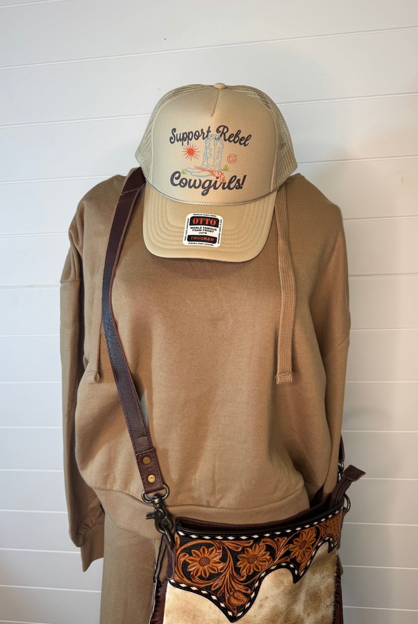 Risen Oversized Hoodie Sweatshirt - Cowhide and Conchos