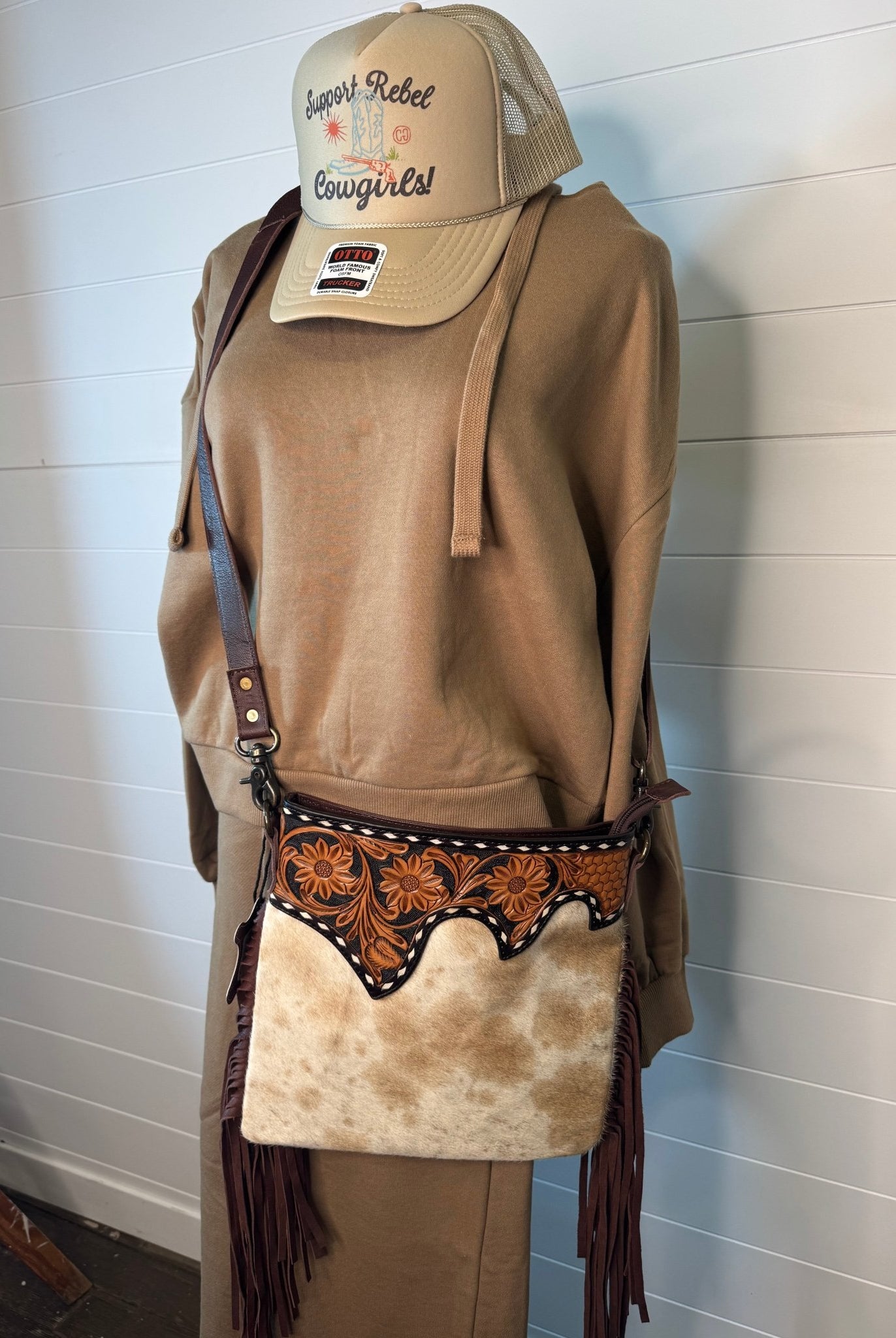 Risen Oversized Hoodie Sweatshirt - Cowhide and Conchos